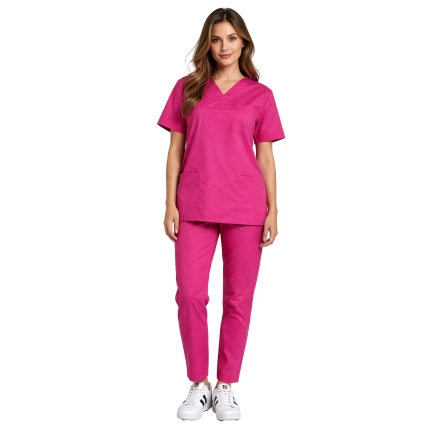 Komplet medyczny CLINIC bluza i spodnie cygaretki amarant